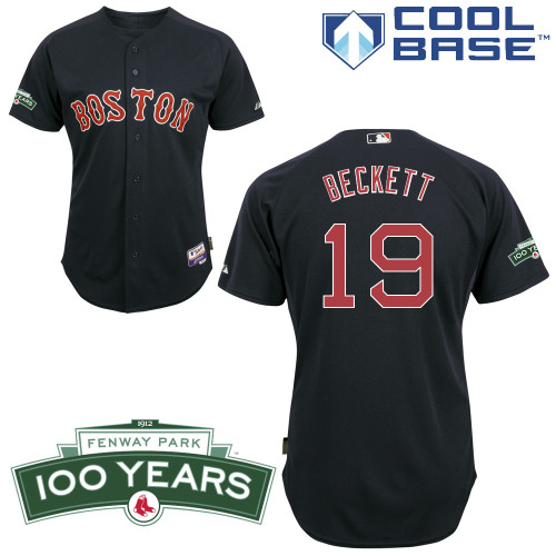 100th Anniversary Patch East Boston Red Sox Fenway Park 19 Josh Beckett Navy Blue 2012 Baseball MLB Jersey 100th Anniversary Patch East Boston Red Sox Fenway Park 19 Josh Beckett Navy Blue 2012 Baseball MLB Jersey